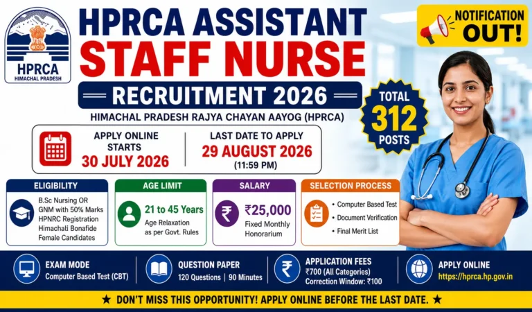 HPRCA Assistant Staff Nurse Recuitment 2026