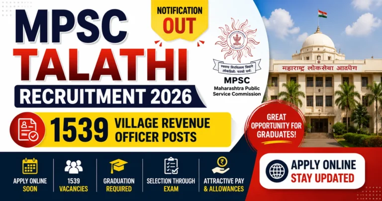 MPSC Talathi Recruitment 2026 Notification for 1539 Village Revenue Officer Posts