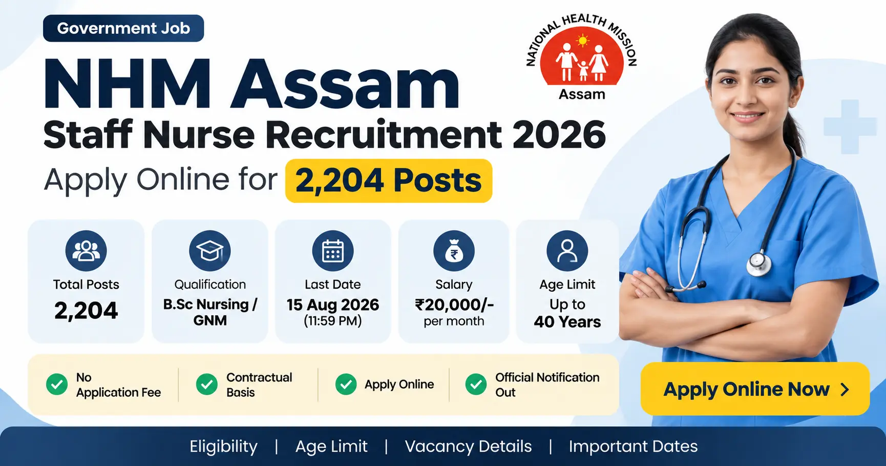 NHM Assam Staff Nurse Recruitment 2026