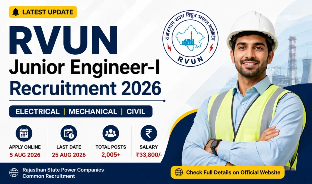 RVUNL JE, Junior Assistant Recruitment 2026