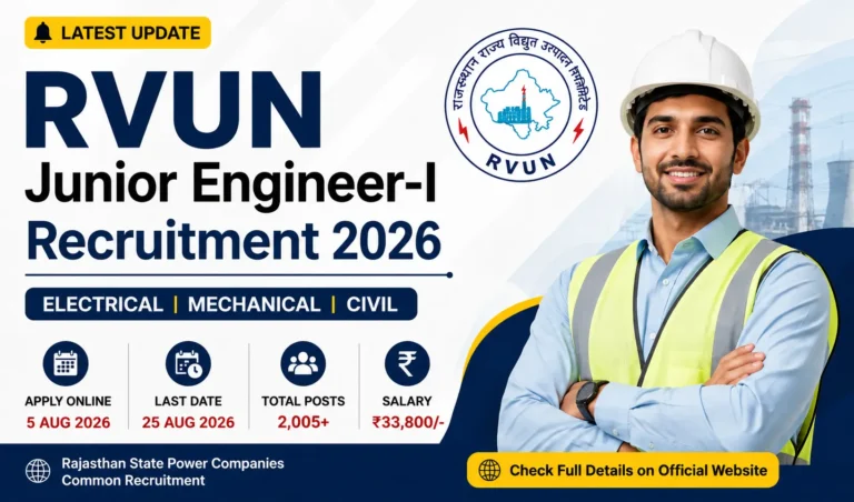 RVUNL JE, Junior Assistant Recruitment 2026