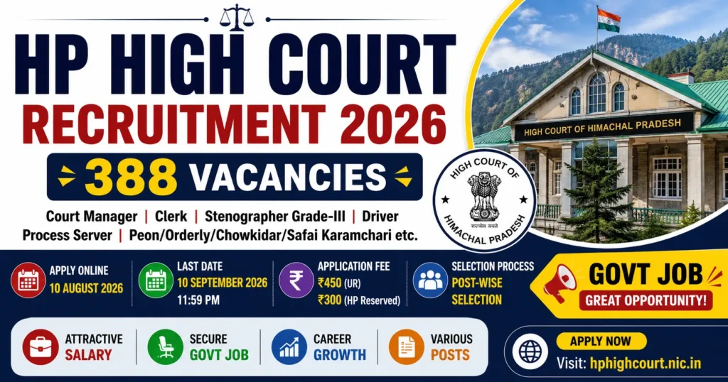 HP High Court Recruitment 2026 Apply Online