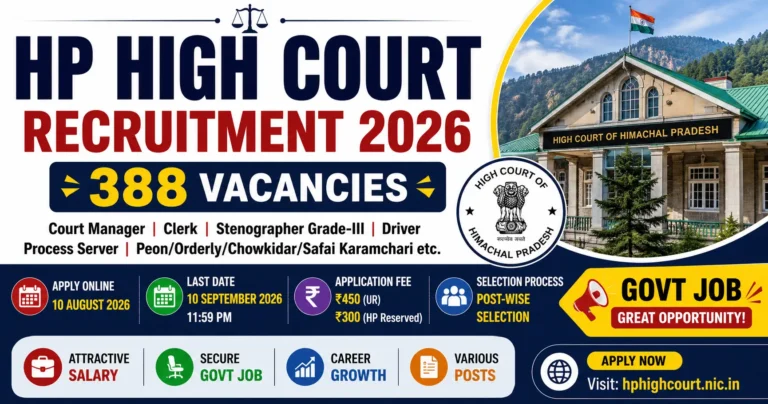 HP High Court Recruitment 2026 Apply Online